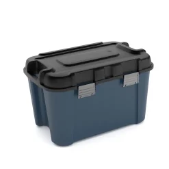 Malles de rangement 60 L Keter bleu et noir avec couvercles, 3 pièces