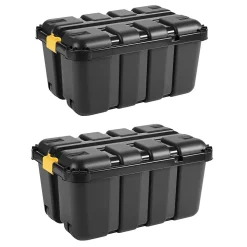 Malles de rangement 111 L Skyda Form noir avec couvercles, 2 pièces