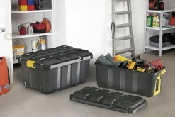 Malles de rangement 111 L Skyda Form noir avec couvercles, 2 pièces