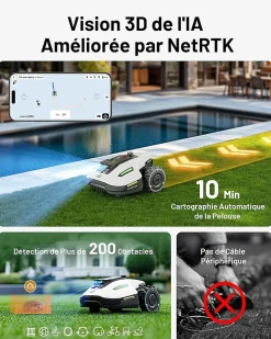MAMMOTION Robot tondeuse sans fil périmétrique Yuka mini 600