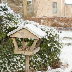 Mangeoire à oiseaux sur pique en pin et zinc