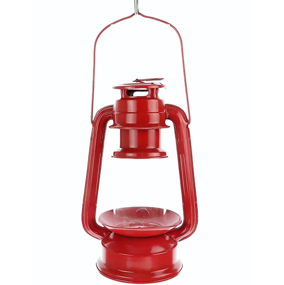 Mangeoire lanterne rouge à suspendre, hauteur 23 cm, pour oiseaux