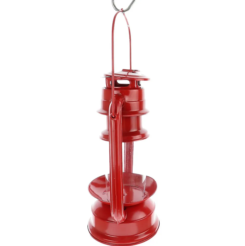Mangeoire lanterne rouge à suspendre, hauteur 23 cm, pour oiseaux