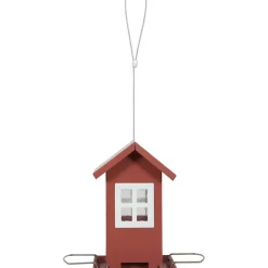 Mangeoire maisonnette rouge 4 fenêtres pour graines oiseaux