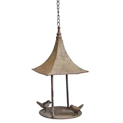 Mangeoire oiseau à suspendre brune 40x19x18cm