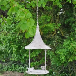 Mangeoire oiseau à suspendre brune 40x19x18cm