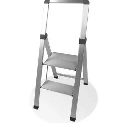 Marchepied aluminium pro Slim 2 marches, ultra plat plié, hauteur travail 2,05 m, 150 kg, NF EN 14183