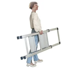 Marchepied aluminium pro Slim 2 marches, ultra plat plié, hauteur travail 2,05 m, 150 kg, NF EN 14183