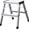 Marchepied double pliant Treppy Krause 130013 - 2 marches, plateforme 350x200 mm, aluminium