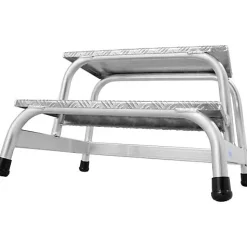 Marchepied Krause 805027 - 2 marches, hauteur de travail 2,40 m, aluminium robuste