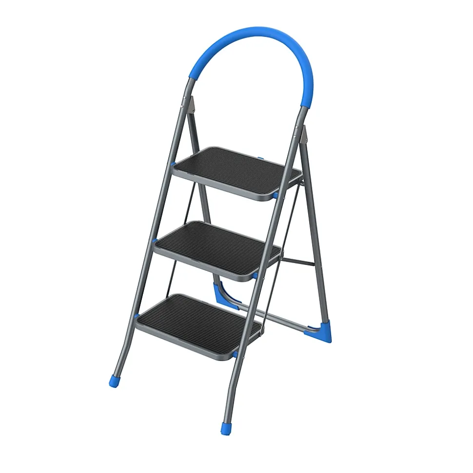Marchepied pliable Mac Allister acier couleur bleu H.72,6 cm charge maxi 150 kg