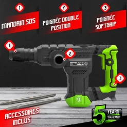 Marteau piqueur 1300W - 18 J - 3900 coups/minute - Constructor