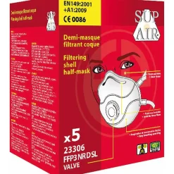Masque respiratoire coque avec valve Sup Air FFP3 NR SL (lot de 5 masques) Blanc Unique