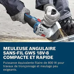 Meuleuse angle sans fil 11.5 cm gws 18 18 V 800 W Batterie 5 Ah bosch professional