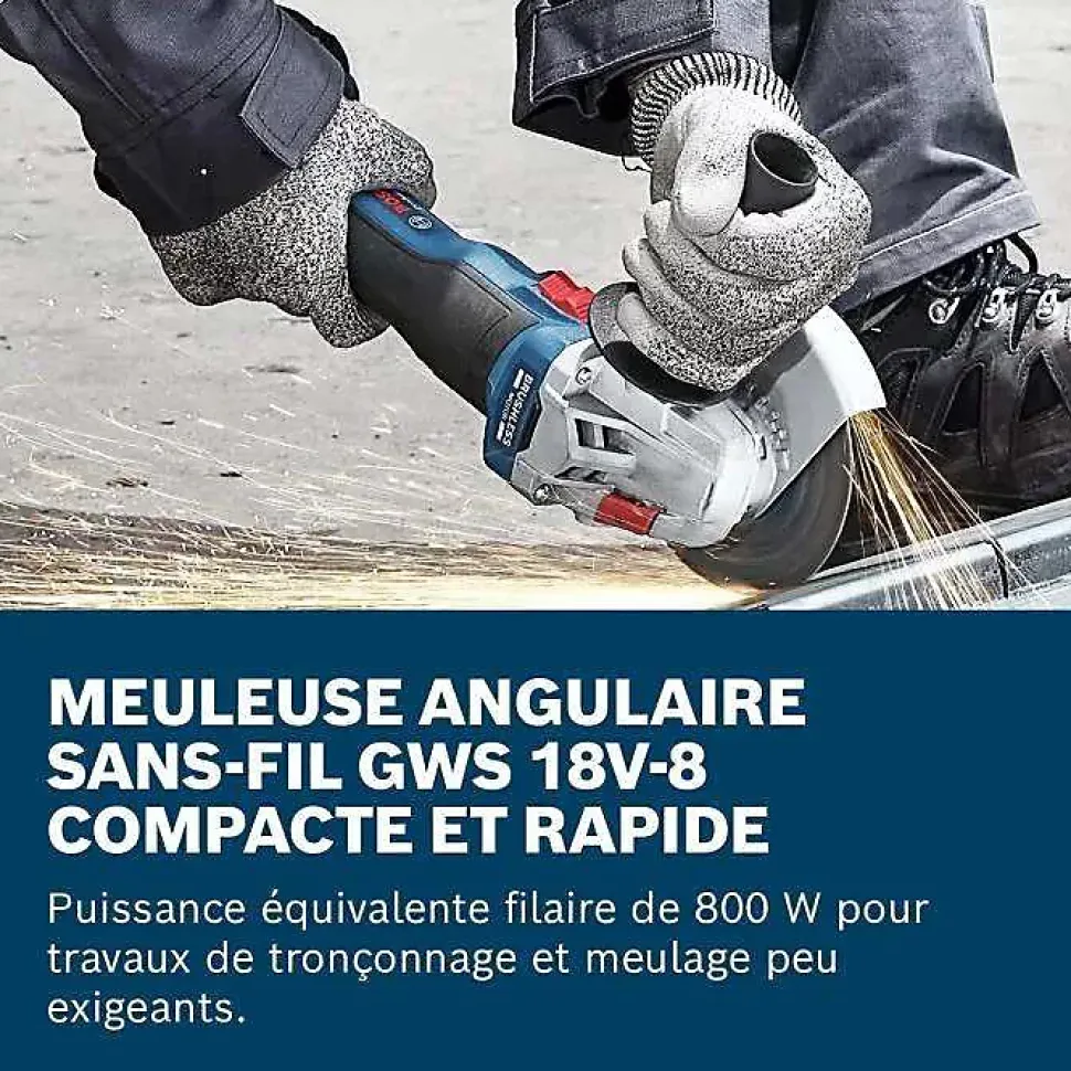 Meuleuse angle sans fil 11.5 cm gws 18 18 V 800 W Batterie 5 Ah bosch professional