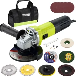 Meuleuse D'angle 125mm 1000W 2000-12000 trs/min Avec 20 Accessoires, Meuleuses D'angle Avec Sac à Main en Toile, Disqueuse 125 mm