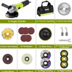 Meuleuse D'angle 125mm 1000W 2000-12000 trs/min Avec 20 Accessoires, Meuleuses D'angle Avec Sac à Main en Toile, Disqueuse 125 mm