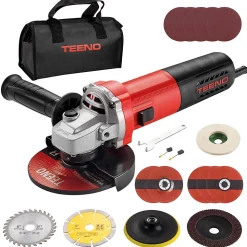 Meuleuse D'angle 1000W 2000-12000 trs/min Avec 20Accessoires, Disque 125 mm, Disque à Lamelles Pour Couper, Meuler
