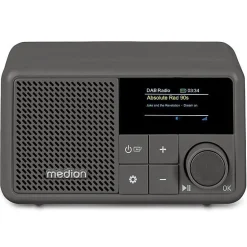 Mini Radio DAB FM Medion gris Bluetooth 5.3 écran TFT 1,47 pouce 2 W RMS