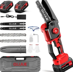 Mini tronçonneuse sans fil 1150 W, 8000 mAh, sécurité renforcée, idéale jardin et bois