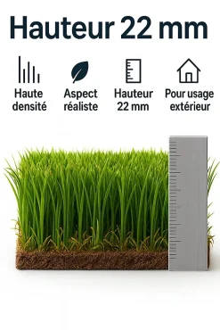 22mm - 2Mx5M soit 10m2 Gazon Synthétique - MGS