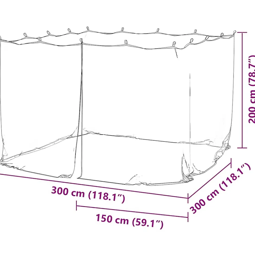 Moustiquaire d'extérieur 220 mailles noire 300 x 300 x 200 cm vidaXL