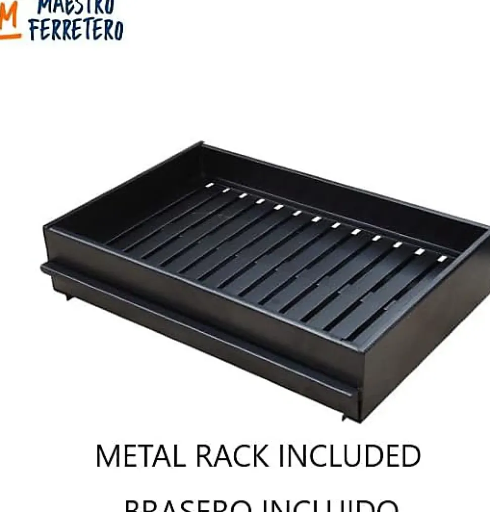 MOVELAR - Barbecue en Béton pour Bois/Charbon BENHADDOU PLUS avec Étagère et Grille (Gris Foncé - 178x70x262 cm)M01032 - Extérieur