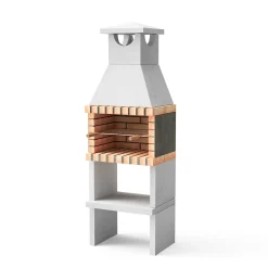 MOVELAR - Barbecue préfabriqué à bois et charbon de bois Niza/Zon Plus (Gris, Orange - 62x46x186 cm) REF : 3545 - Usage Extérieur