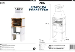 MOVELAR - Barbecue préfabriqué à bois et charbon de bois Niza/Zon Plus (Gris, Orange - 62x46x186 cm) REF : 3545 - Usage Extérieur