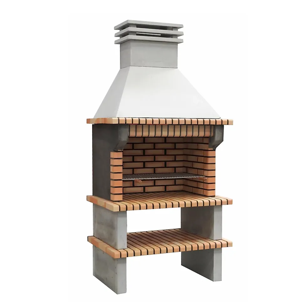 MOVELAR - Barbecue préfabriqué pour bois de chauffage et charbon de bois Paella (Gris, Orange - 120x80x255 cm) REF : 3490