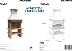 MOVELAR - Barbecue préfabriqué pour bois de chauffage et charbon de bois Paella (Gris, Orange - 120x80x255 cm) REF : 3490