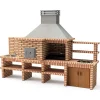 MOVELAR - Barbecue Préfabriqué à Bois et Charbon Luxor Royal Gourmet (Gris, Orange - 382x94x268 cm) REF : 3512/2 - Usage Extérieur