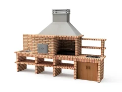 MOVELAR - Barbecue Préfabriqué à Bois et Charbon Luxor Royal Gourmet (Gris, Orange - 382x94x268 cm) REF : 3512/2 - Usage Extérieur