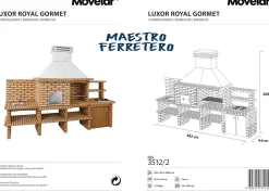 MOVELAR - Barbecue Préfabriqué à Bois et Charbon Luxor Royal Gourmet (Gris, Orange - 382x94x268 cm) REF : 3512/2 - Usage Extérieur