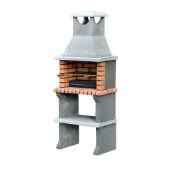 MOVELAR - Barbecue préfabriqué à bois et charbon de bois LunaxL (Gris, Orange - 73x47x190 cm) REF : 3540/1 - Usage Extérieur