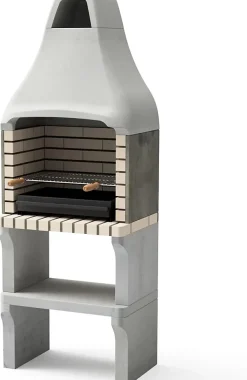 MOVELAR - Barbecue préfabriqué à bois et charbon de bois New Iberia PlusxL (Beige - 69x47x190 cm) REF : M00366 - Usage Extérieur