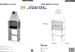 MOVELAR - Barbecue préfabriqué à bois et charbon de bois New Iberia PlusxL (Beige - 69x47x190 cm) REF : M00366 - Usage Extérieur