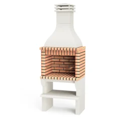 MOVELAR - Barbecue préfabriqué à bois et charbon de bois Nevada PlusxL (Gris, Orange - 86,5x60x238 cm) REF : 3534/5