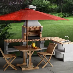 MOVELAR - Barbecue préfabriqué à bois et charbon de bois MaipuxL (Gris, Orange - 86,5x58x245 cm) REF : 3531/3 - Usage extérieur