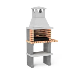 MOVELAR - Barbecue préfabriqué à bois et charbon de bois Luna PlusxL (Gris, Orange - 95x47x190 cm) REF : 3541/1 - Usage Extérieur
