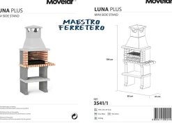 MOVELAR - Barbecue préfabriqué à bois et charbon de bois Luna PlusxL (Gris, Orange - 95x47x190 cm) REF : 3541/1 - Usage Extérieur