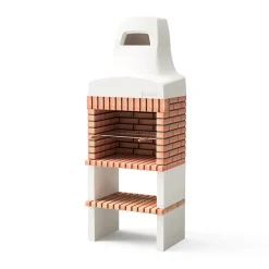 MOVELAR - Barbecue préfabriqué à bois et charbon de bois Nazca 70 (Blanc, Orange - 86,5x58x240 cm) REF : M00494 - Usage Extérieur