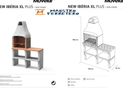 MOVELAR - Barbecue préfabriqué à bois et charbon de bois New Iberia PlusxL 1 support latéral (Gris,Orange-128x47x190cm)REF: M00196