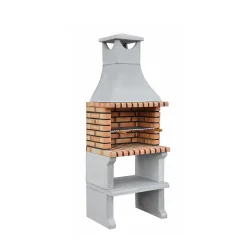MOVELAR - Barbecue préfabriqué à bois et charbon de bois NapolesxL (Gris, Orange - 76x58x207 cm) REF : 3610/2 - Usage Extérieur