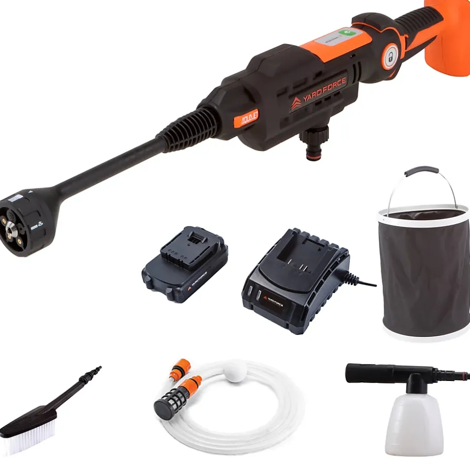 Nettoyeur Aquajet 22Bar 20V sans Fil avec Batterie Li-Ion 2.5Ah, Chargeur et Accessoires Yard Force - LW C02A