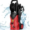 Nettoyeur Haute Pression 1400W 140 Bar avec Buse Lotus Buse Haute Pressio, Brosse et Pot de Lessiv, Enrouleur Flexible rouge