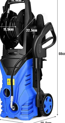 Nettoyeur Haute Pression 1400W, 140 Bar, 300 L/H, pour Voiture, Jardin, Terrasse, Bleu