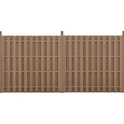 neu.holz Kit de 2 Clôtures Barrière Brise Vue Brise Vent Bois Composite (WPC) Brun 185 x 376 cm