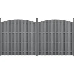 neu.holz 2 Pièces de Clôture Barrière Brise Vue Brise Vent Bois Composite WPC Demi-cercle Arrondi Gris 185 x 376 cm