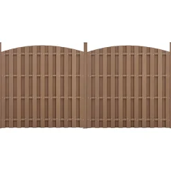neu.holz 2 Pièces de Clôture Barrière Brise Vue Brise Vent Bois Composite WPC Demi-cercle Arrondi Brun 185 x 376 cm